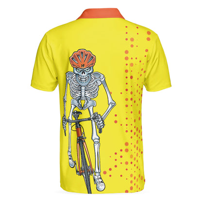 Men Ride Polo Shirt - Just Enjoy The Ride Men Polo Shirt, Yellow Skeleton Cyclist Polo Shirt, Best Cycling Shirt For Men - Amzanimalsgift