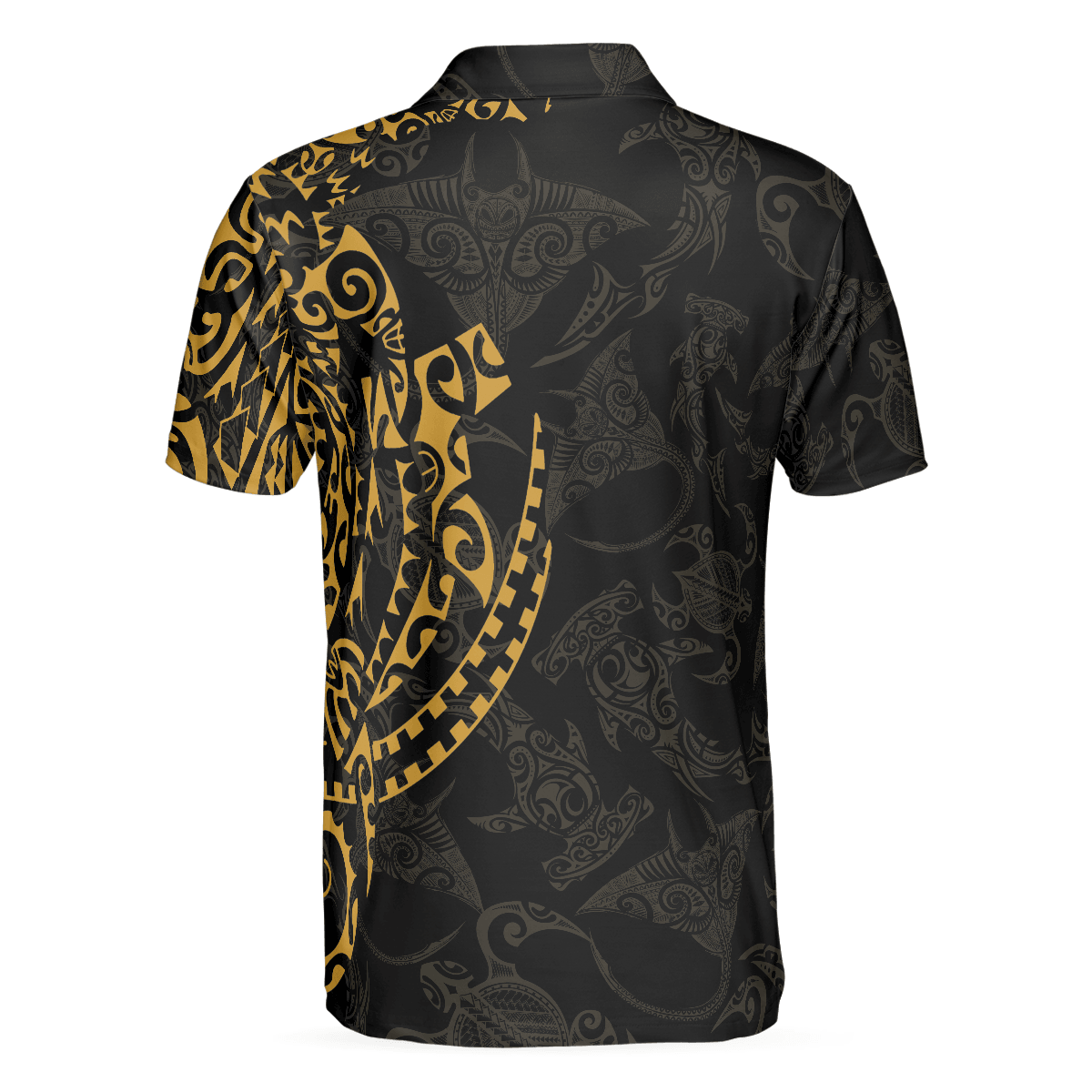 Men Sea Turtle Polo Shirt - Strong And Cool Polynesian Pattern Polo Shirt, Luxury Black And Gold Shirt For Men, Sea Turtle Polo Shirt For Men - Amzanimalsgift