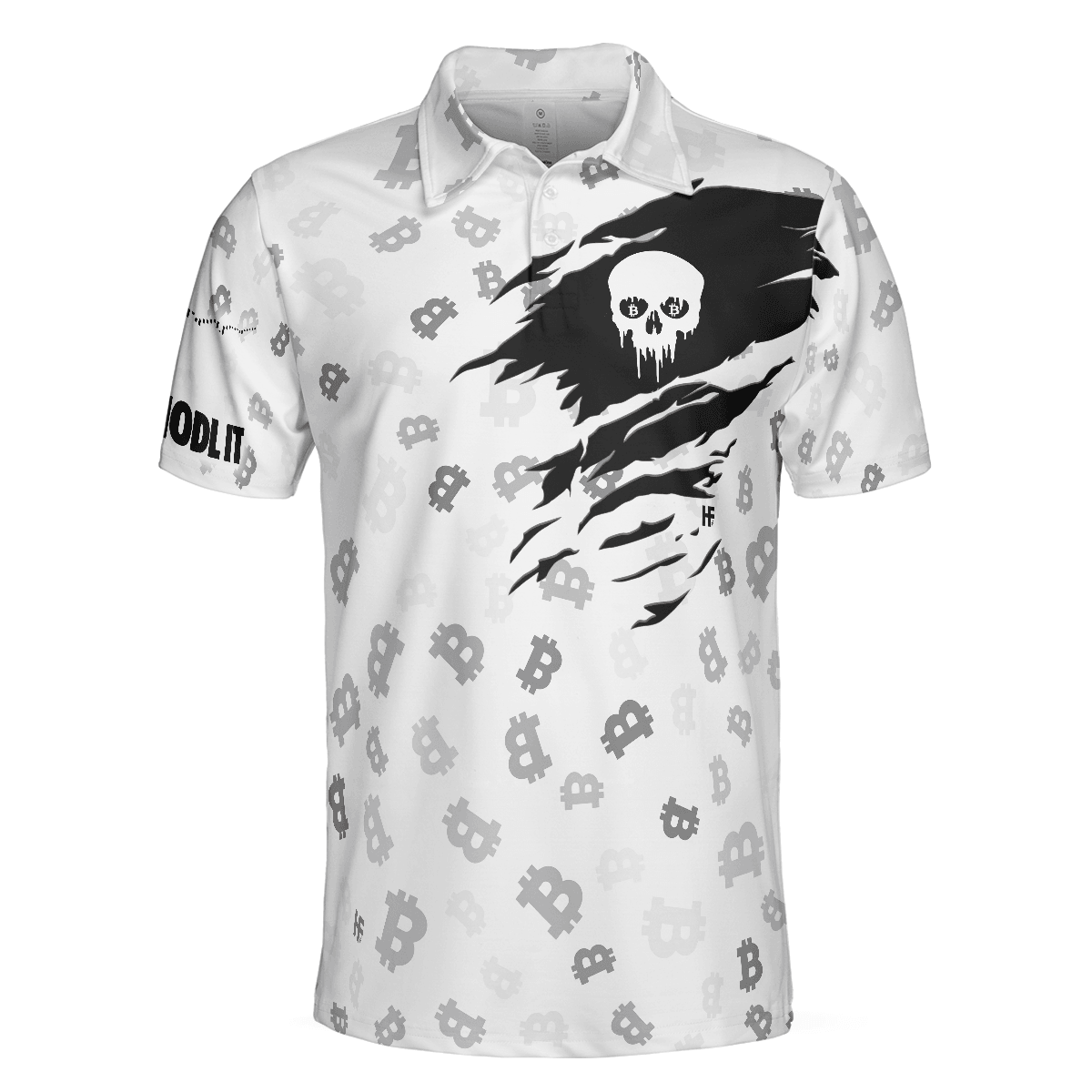 Men Skull Polo Shirt - Black And White Skull Cryptocurrency Shirt, Bitcoin Short Sleeve Shirt Design - Perfect Gift For Men - Amzanimalsgift