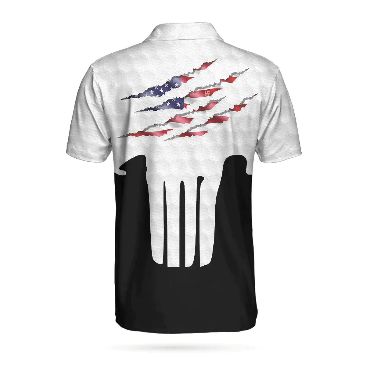 Men Skull Polo Shirt - Ripped Skull American Flag Men Polo Shirt, Golf Pattern Polo Shirt, Best Golf Shirt For Male - Amzanimalsgift