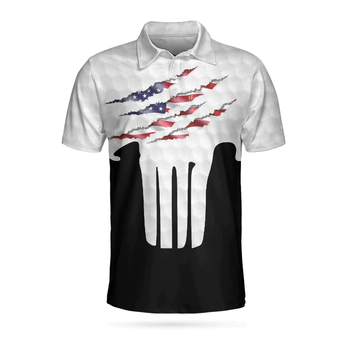 Men Skull Polo Shirt - Ripped Skull American Flag Men Polo Shirt, Golf Pattern Polo Shirt, Best Golf Shirt For Male - Amzanimalsgift