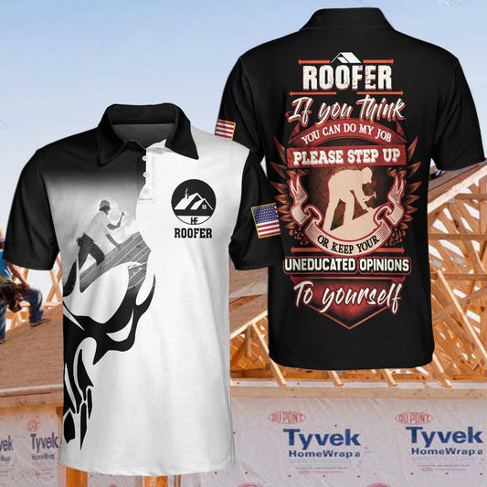Men Skull Polo Shirt - Roofer Proud Skull Black And White Men Polo Shirt, If You Think You Can Do My Job Polo Shirt, Best Roofer Shirt For Male - Amzanimalsgift