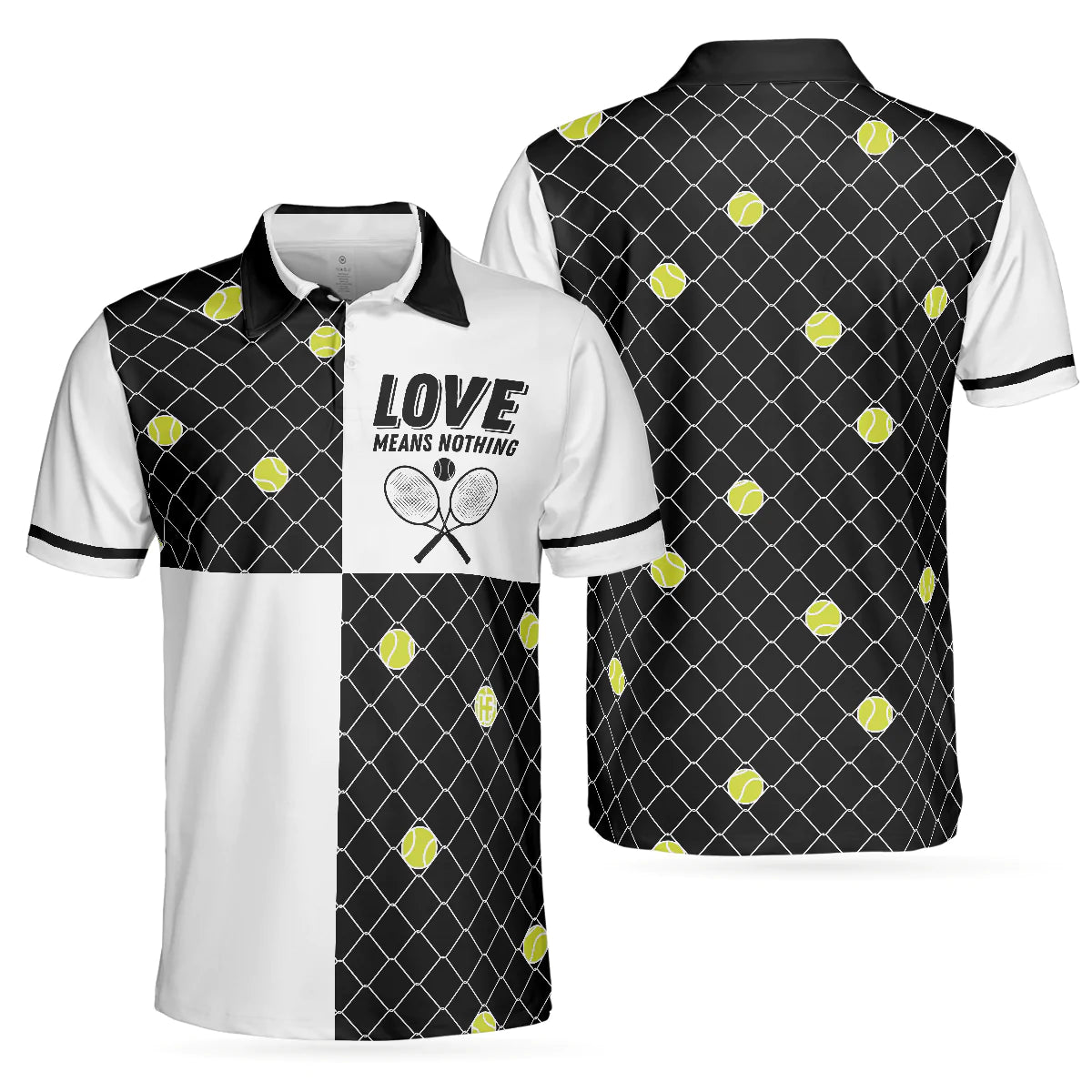 Men Tennis Polo Shirt - Love Means Nothing Tennis Polo Shirt - Tennis Ball Stuck In Steal Wire Fence Polo Shirt For Men, Tennis Players - Amzanimalsgift