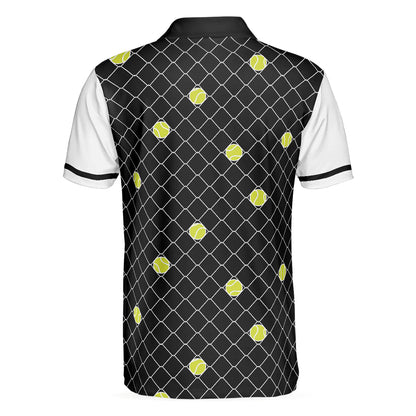 Men Tennis Polo Shirt - Love Means Nothing Tennis Polo Shirt - Tennis Ball Stuck In Steal Wire Fence Polo Shirt For Men, Tennis Players - Amzanimalsgift