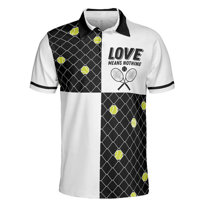 Men Tennis Polo Shirt - Love Means Nothing Tennis Polo Shirt - Tennis Ball Stuck In Steal Wire Fence Polo Shirt For Men, Tennis Players - Amzanimalsgift