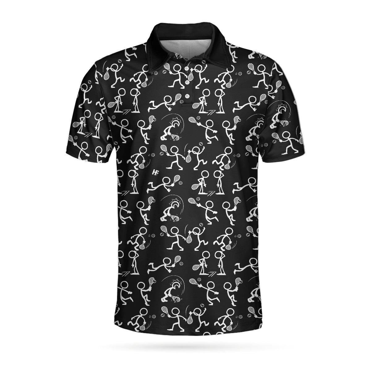 Men Tennis Polo Shirt - Stickfigures Playing Tennis Polo Shirt, Doodling Tennis Polo Shirt - Perfect Gift For Men, Tennis Lovers - Amzanimalsgift
