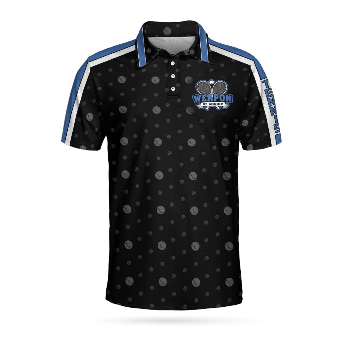 Men Tennis Polo Shirt - Weapon Of Choice Hard Version Polo Shirt, Black Tennis Pattern Polo Shirt - Best Tennis Shirt For Men, Tennis Players - Amzanimalsgift