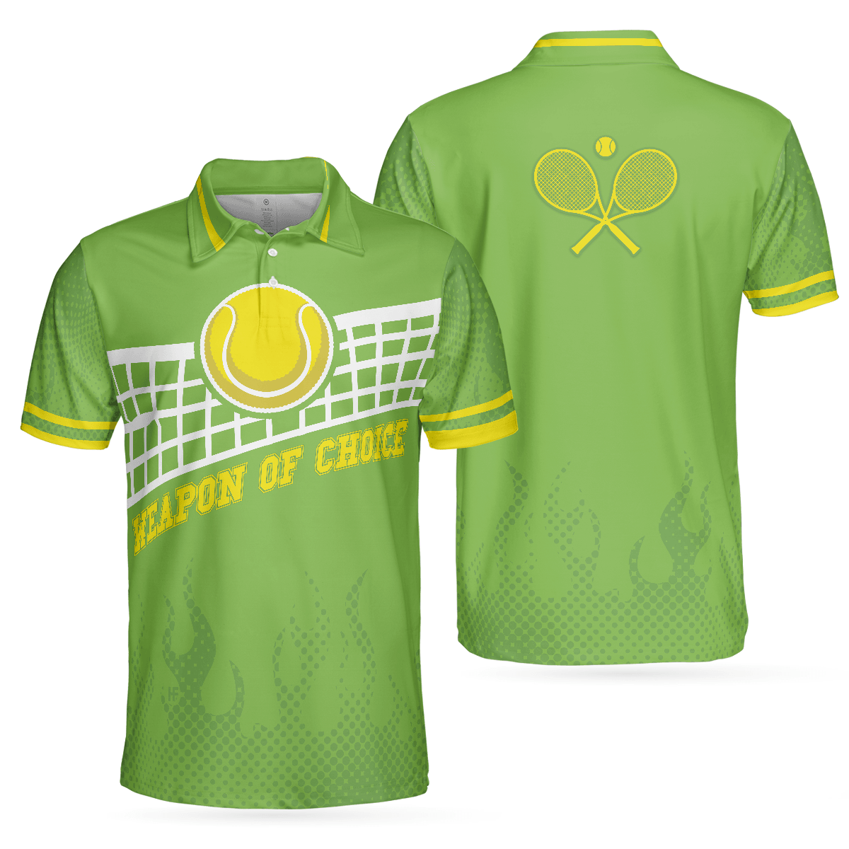 Men Tennis Polo Shirt - Weapon Of Choice Polo Shirt, Green Tennis Ball On The Net Polo Shirt, Best Tennis Shirt For Men - Perfect Gift For Men - Amzanimalsgift