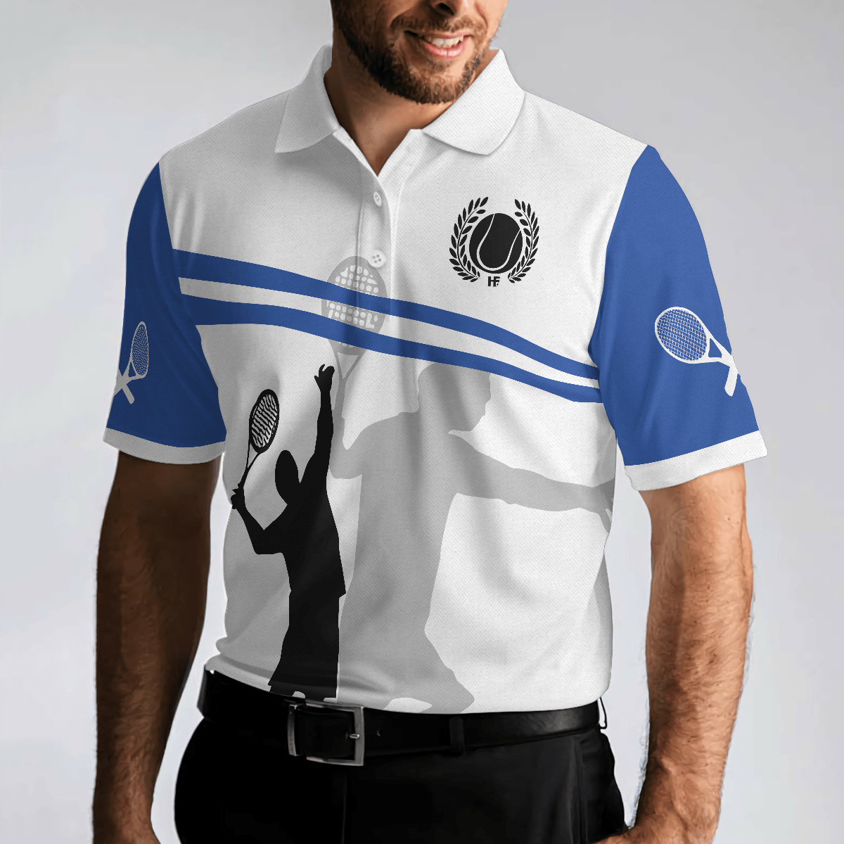 Men Tennis Polo Shirt - You Just Got Served Polo Shirt, Blue And White Tennis Shirt For Men, Gift For Tennis Players - Perfect Gift For Men - Amzanimalsgift