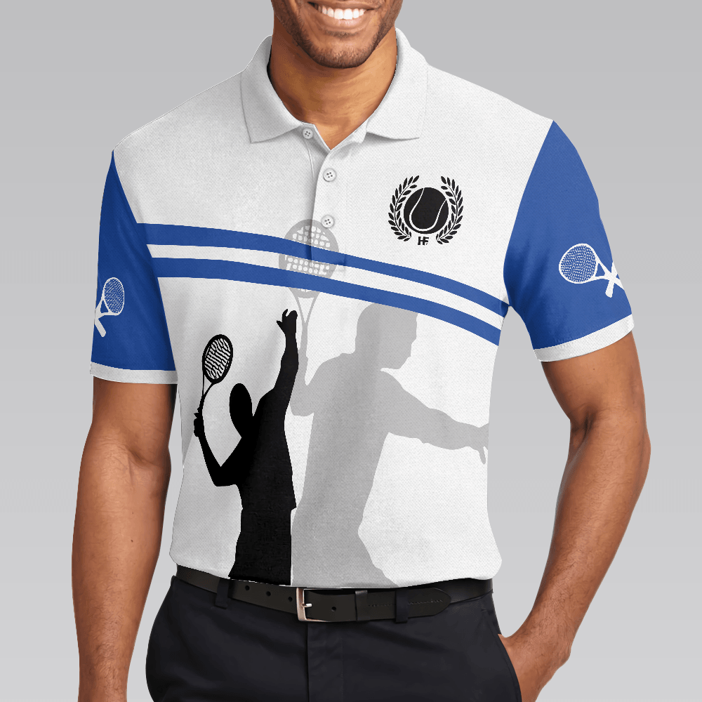 Men Tennis Polo Shirt - You Just Got Served Polo Shirt, Blue And White Tennis Shirt For Men, Gift For Tennis Players - Perfect Gift For Men - Amzanimalsgift