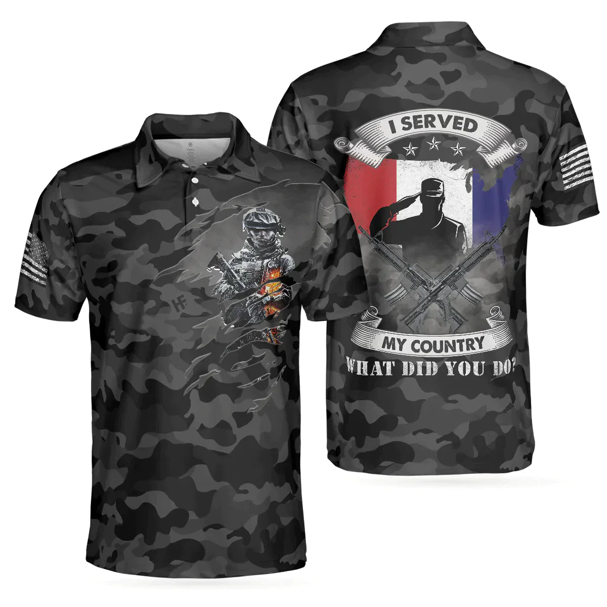 Men Veteran Polo Shirt - Dark Colored Camouflage Veteran Men Polo Shirt, I Served My Country Polo Shirt, Best Gift For Veterans - Amzanimalsgift