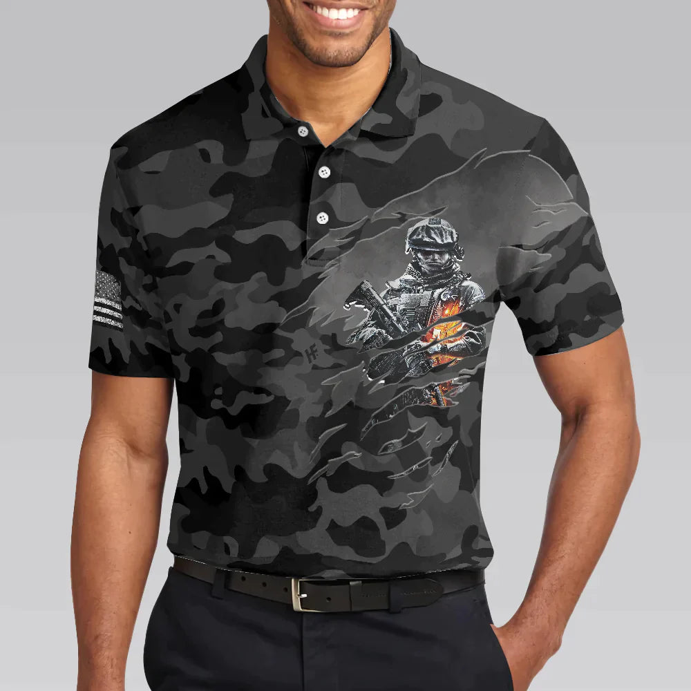 Men Veteran Polo Shirt - Dark Colored Camouflage Veteran Men Polo Shirt, I Served My Country Polo Shirt, Best Gift For Veterans - Amzanimalsgift