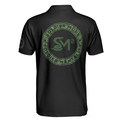 Men Veteran Polo Shirt - Solder Mode Dark Theme American Flag Polo Shirt, Best Polo Shirt For Veteran - Perfect Gift For Men - Amzanimalsgift
