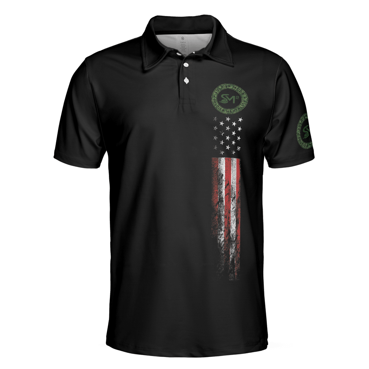 Men Veteran Polo Shirt - Solder Mode Dark Theme American Flag Polo Shirt, Best Polo Shirt For Veteran - Perfect Gift For Men - Amzanimalsgift