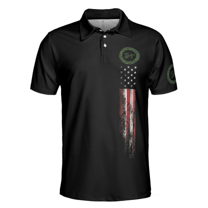 Men Veteran Polo Shirt - Solder Mode Dark Theme American Flag Polo Shirt, Best Polo Shirt For Veteran - Perfect Gift For Men - Amzanimalsgift