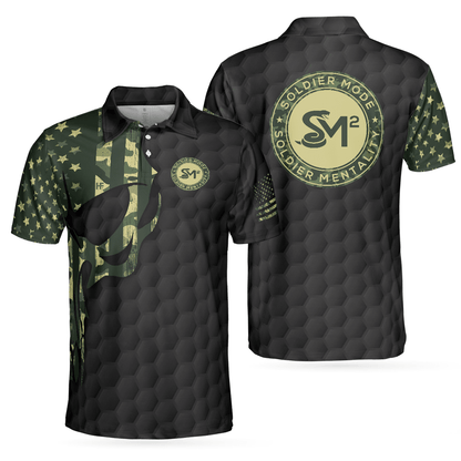 Men Veteran Polo Shirt - Solder Mode Dark Theme American Flag Polo Shirt, Skull Veteran Polo Shirt, Best Polo Shirt For Veteran - Perfect Gift For Men - Amzanimalsgift