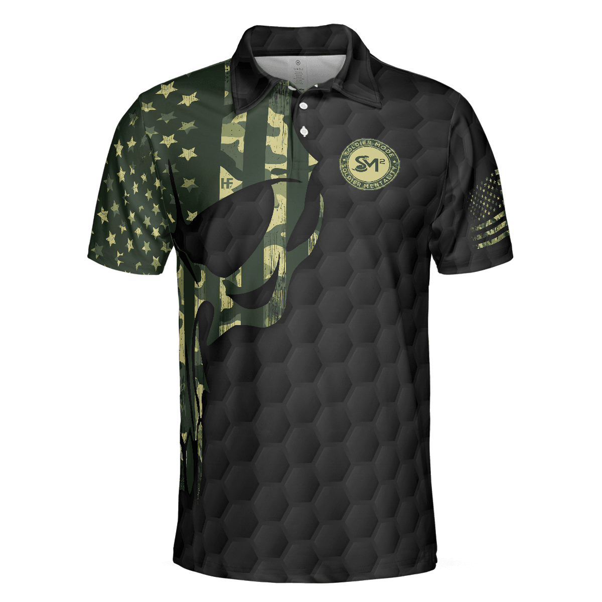 Men Veteran Polo Shirt - Solder Mode Dark Theme American Flag Polo Shirt, Skull Veteran Polo Shirt, Best Polo Shirt For Veteran - Perfect Gift For Men - Amzanimalsgift