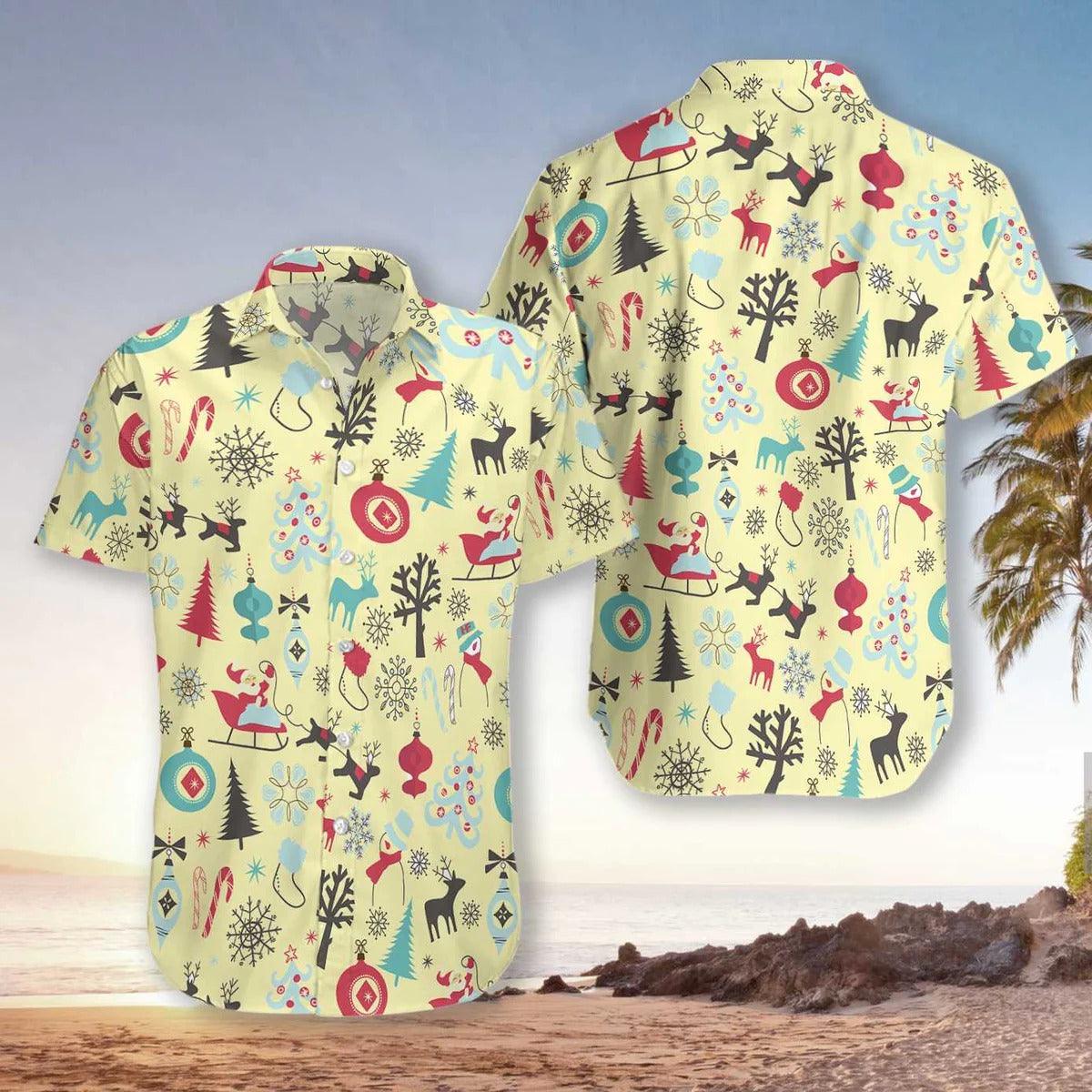 Merry Christmas Pattern Hawaiian Shirt, Christmas Mascot Hawaiian Shirt - Perfect Gift For Lover, Friend, Family - Amzanimalsgift