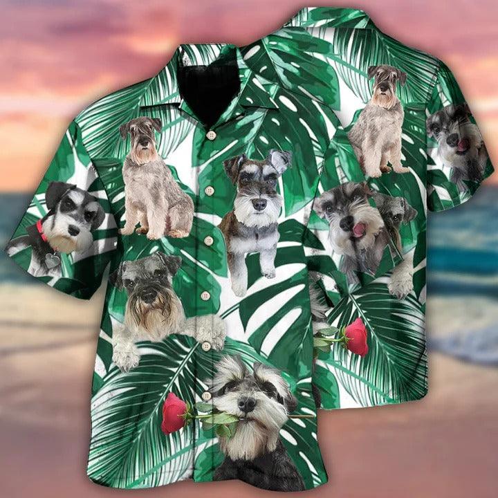 Miniature Schnauzer Aloha Hawaii Shirt - Dog Tropical Leaf Hawaiian Shirt For Summer - Perfect Gift For Dog Lovers, Friend, Family - Amzanimalsgift