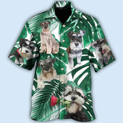 Miniature Schnauzer Aloha Hawaii Shirt - Dog Tropical Leaf Hawaiian Shirt For Summer - Perfect Gift For Dog Lovers, Friend, Family - Amzanimalsgift
