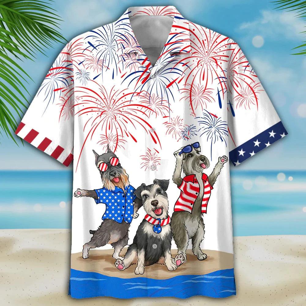 Miniature Schnauzer Aloha Hawaiian Shirts For Summer, Independence Day Is Coming USA Flag Hawaiian Shirt For Men Women, 4th July Gift For Dog Lovers - Amzanimalsgift