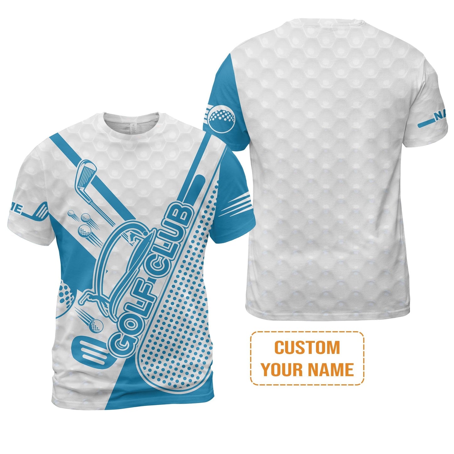 Golf Custom Name Long Sleeve Shirt- Blue Golf Club Apparel - Personalized Best Gift For Golf Lover, Team, Golfer, Men