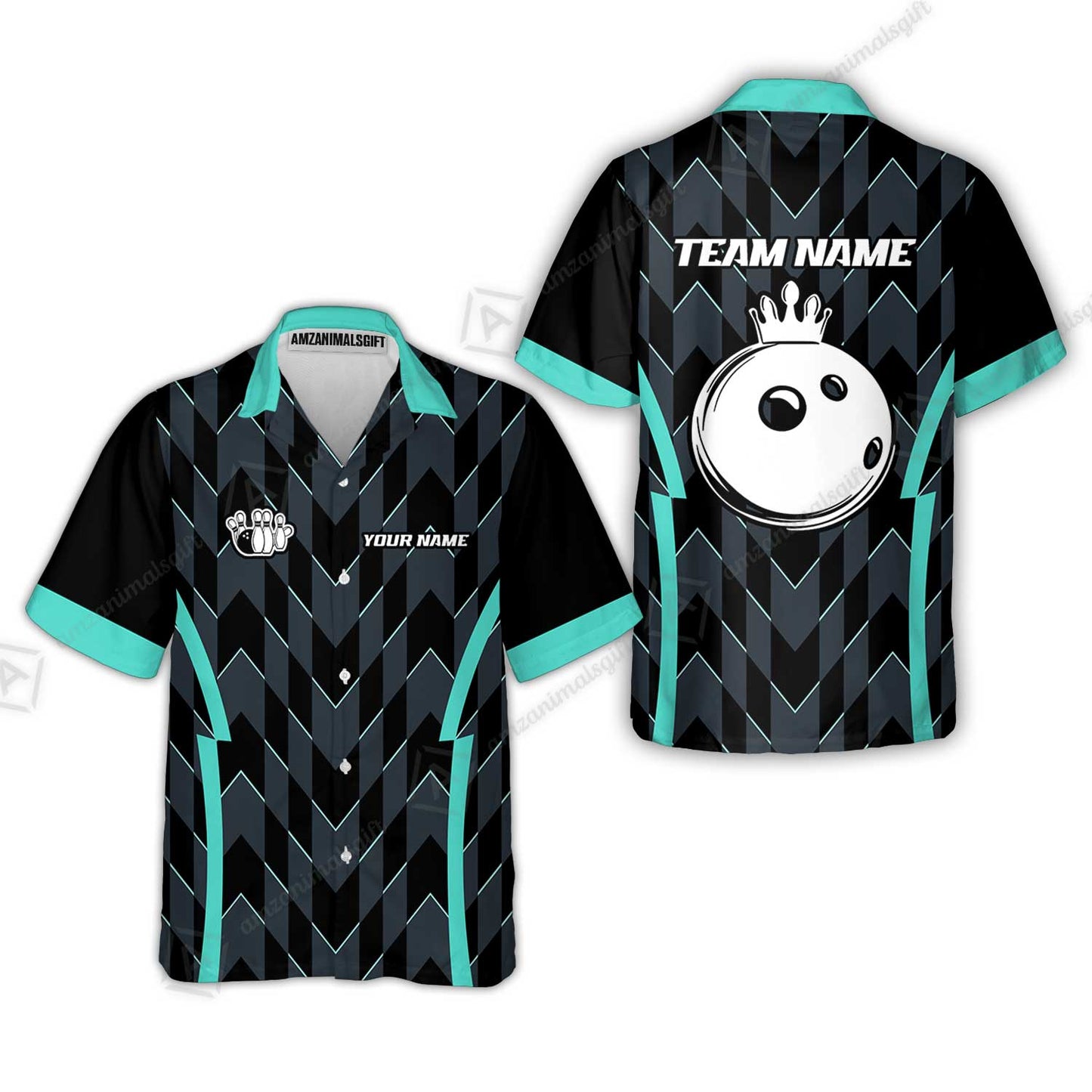 Custom Turquoise Camo Bowling Team Jersey Polo Shirts, Bowling Team Uniforms Jerseys, Personalized Name And Team Name