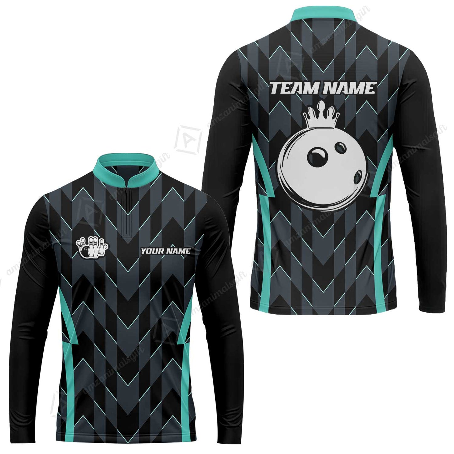 Custom Turquoise Camo Bowling Team Jersey Polo Shirts, Bowling Team Uniforms Jerseys, Personalized Name And Team Name