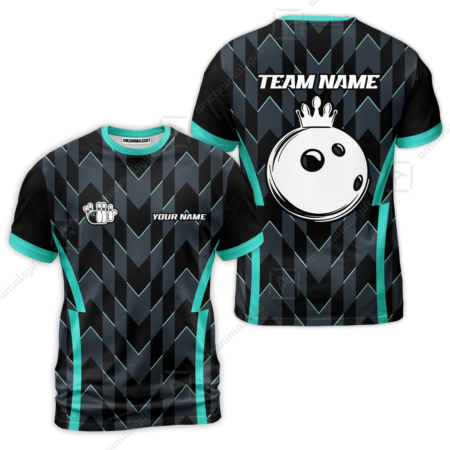Custom Turquoise Camo Bowling Team Jersey Polo Shirts, Bowling Team Uniforms Jerseys, Personalized Name And Team Name