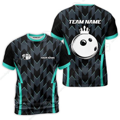 Custom Turquoise Camo Bowling Team Jersey Polo Shirts, Bowling Team Uniforms Jerseys, Personalized Name And Team Name