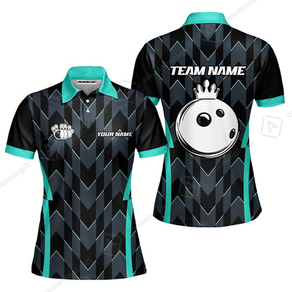 Custom Turquoise Camo Bowling Team Jersey Polo Shirts, Bowling Team Uniforms Jerseys, Personalized Name And Team Name