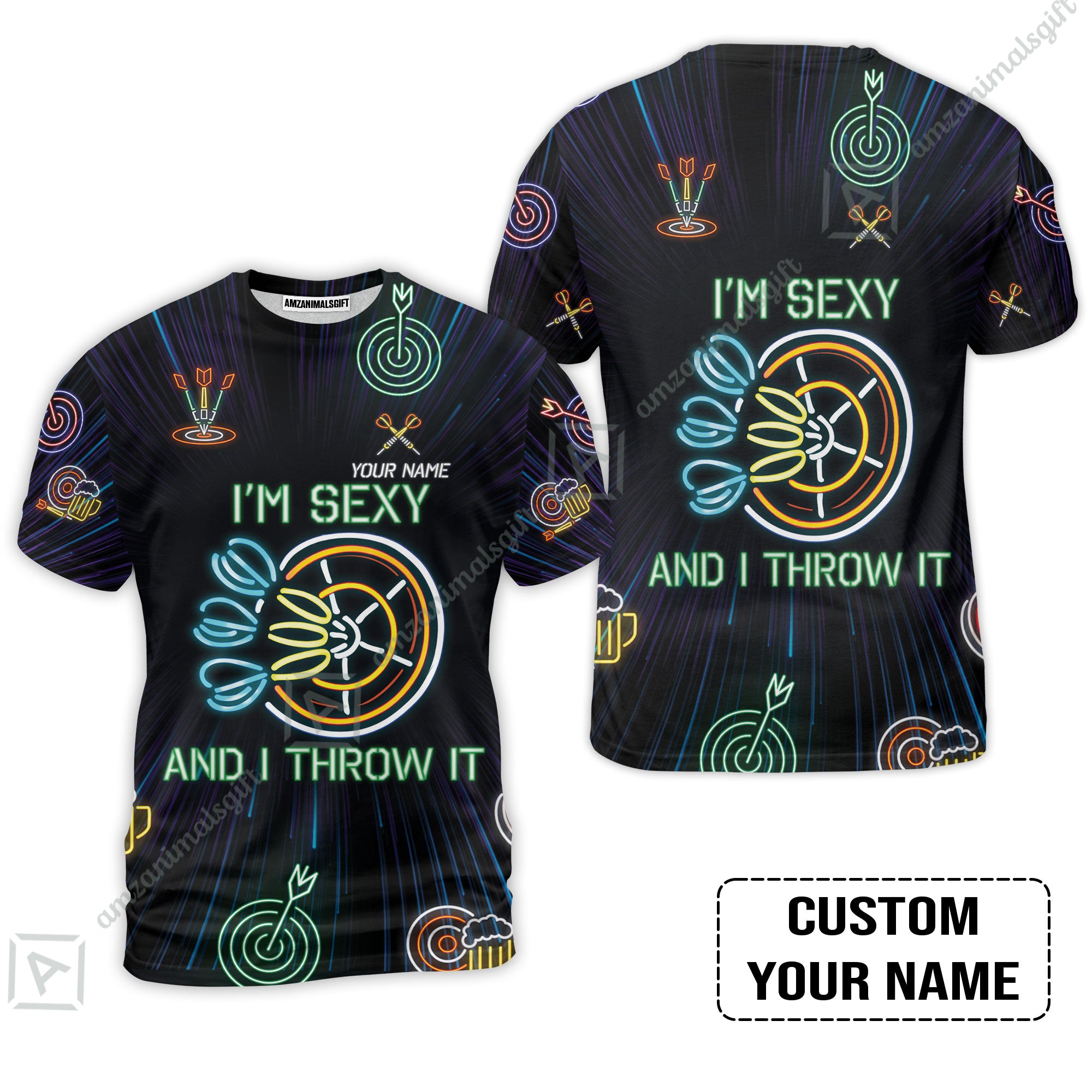 Customized Darts T-Shirt, Personalized I'm Sexy And I Throw It Darts T-Shirt