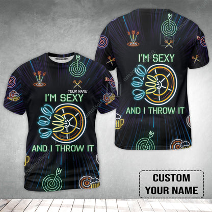 Customized Darts T-Shirt, Personalized I'm Sexy And I Throw It Darts T-Shirt