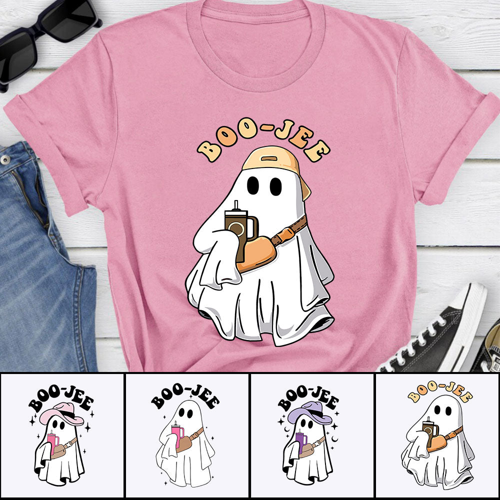 Custom Halloween Ghost Personalized Shirt - Boo Jee Spooky Fall Coffee Cup Autumn Season Shirt