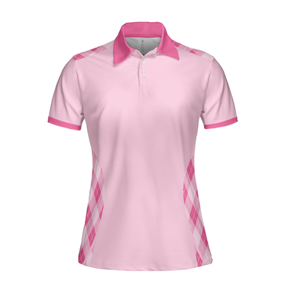 Golf Women Polo Shirt, Grip It Rip It Sip It, Pink Argyle Pattern Women Polo Shirts, Best Golfing Gift For Female Golfers, Ladies, Golf Lovers