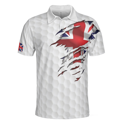 Men Golf Polo Shirt - Golf Texture United Kingdom Men Polo Shirt, Great Britain Union Jack Polo Shirt, UK Golf Shirt For Men, Best Gift For Golfers