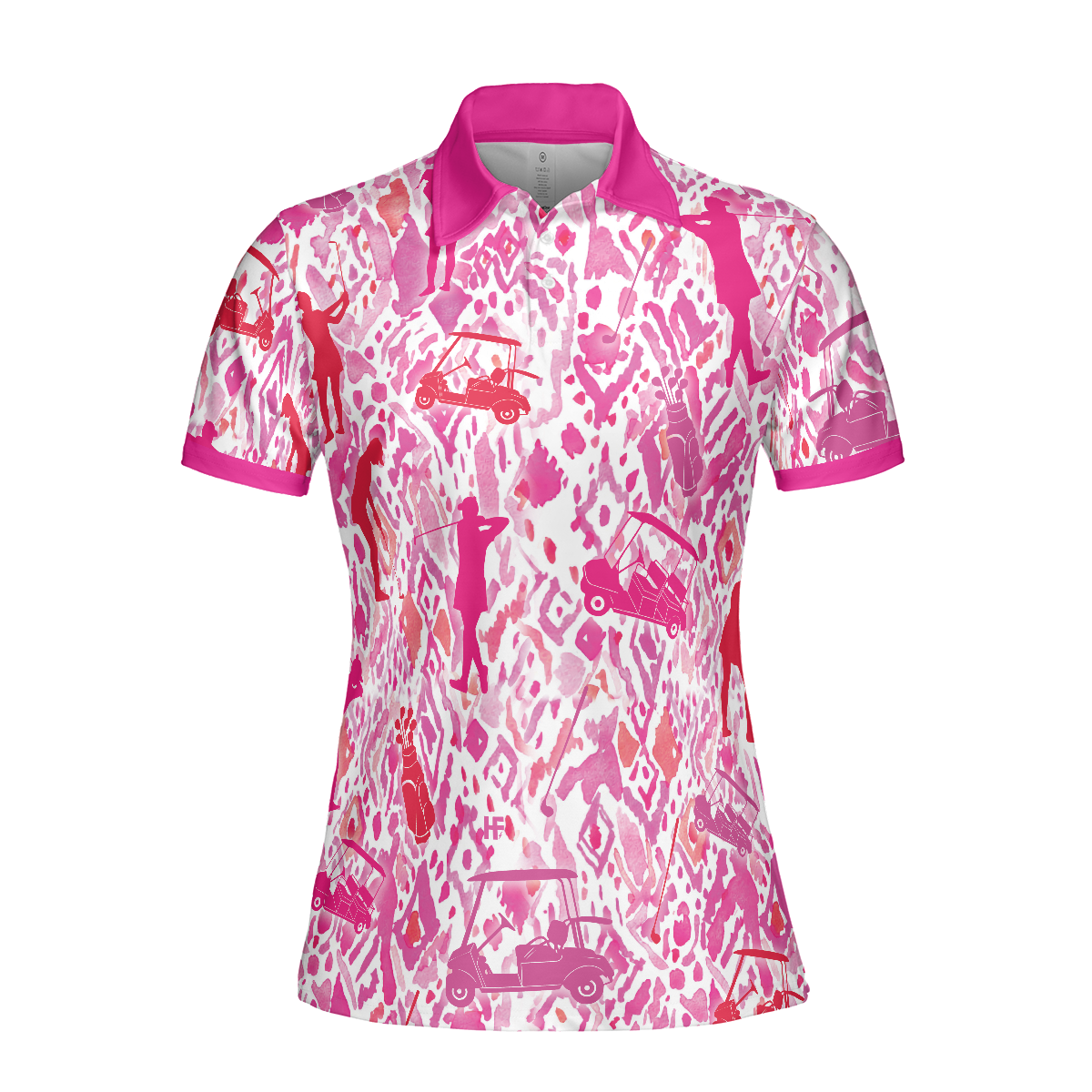 Golf Women Polo Shirt, Seamless Pink Golf Women Polo Shirts, Unique Perfect Gift For Ladies, Female Golfers, Golf Lovers