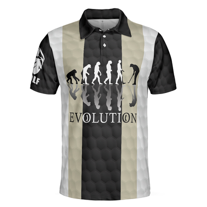 Elegant Men Golfer Evolution Golf Men's Long Sleeve Polo Shirt, Unique Golf Shirt For Men, Long Sleeve Polo Shirt Gift For Men , Best Gift For Men Golfers