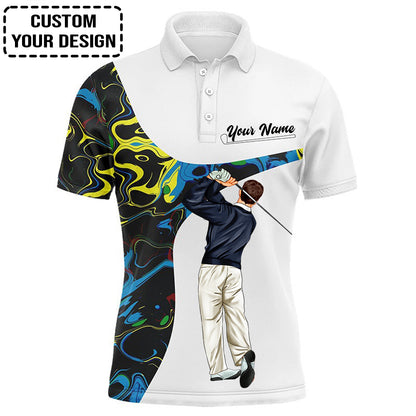 Golf Custom Polo Shirt, Camo White Golf Personalized Golf Polo Shirt