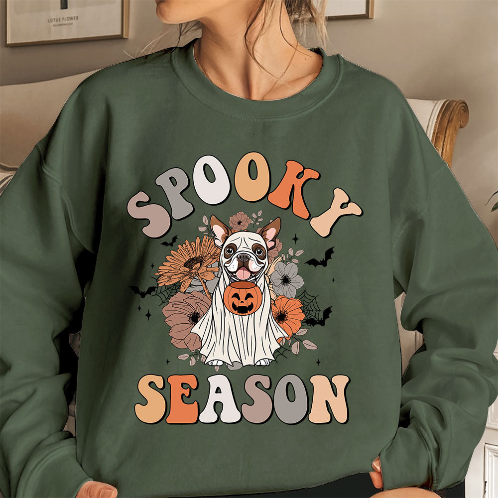 Boston Terrier Sweatshirt, Spooky Season Boston Terrier Shirt, Boston Terrier Halloween Sweatshirt