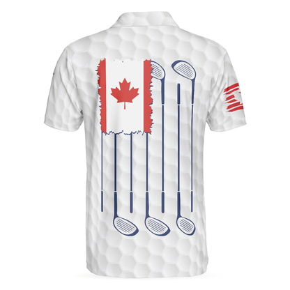 Men Golf Polo Shirt - Golf Canada Flag Polo Shirt, Red Maple Leaf Golfing Polo Shirt, Canadian Golf Shirt For Men, Golfers