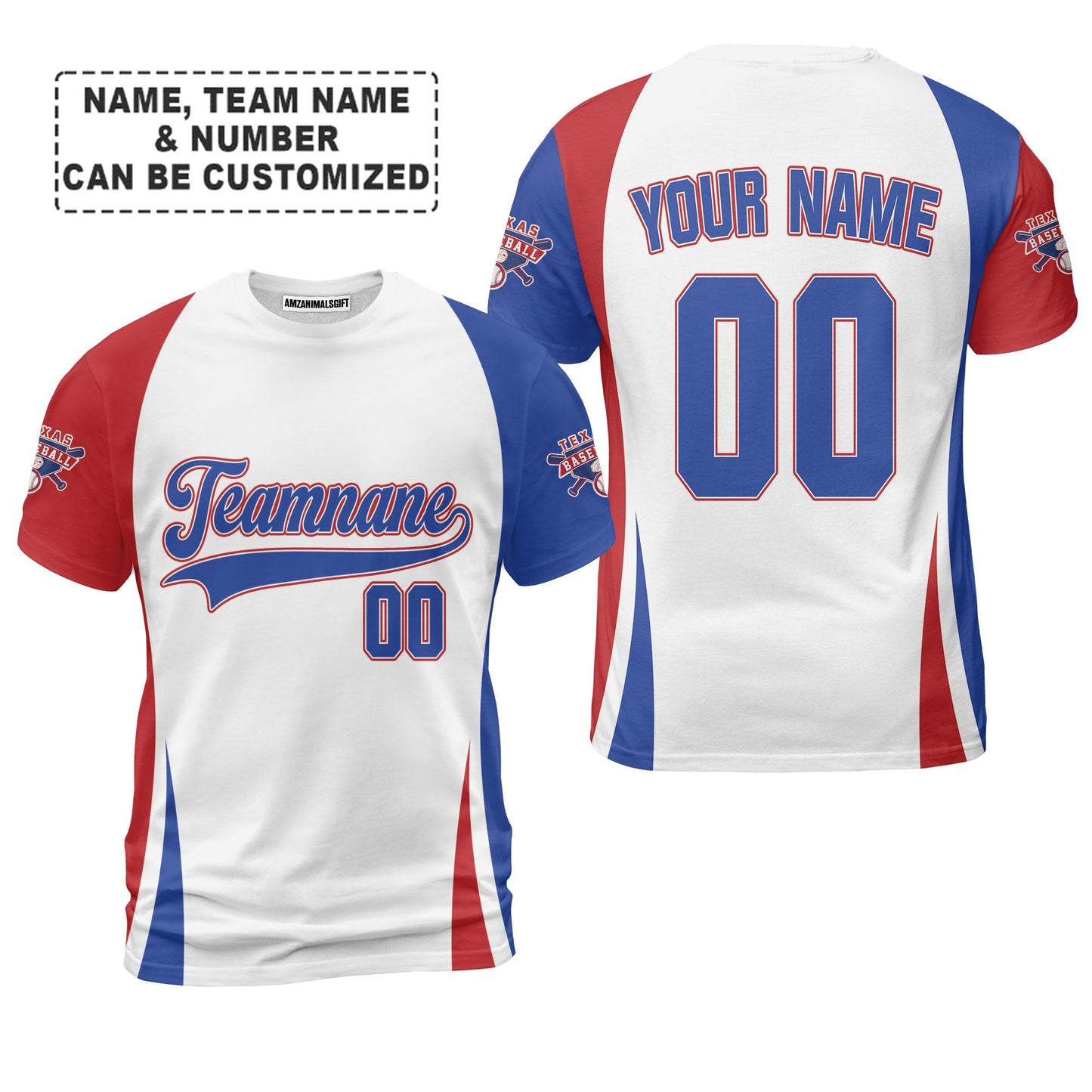 Customized Texas Baseball 2023 World Champs Unisex T-Shirt, Customized Baseball Team Name White Red T-Shirt For Men