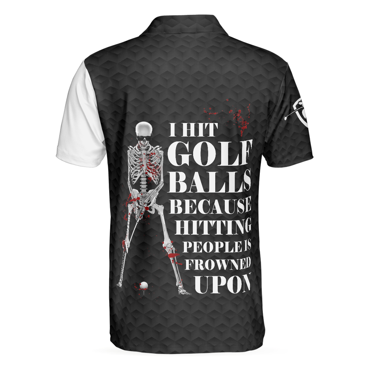 Men Golf Polo Shirt - I Hit Golf Ball Polo Shirt, Black And White Golf Shirt Design With Sayings, Scary Skeleton Golf Shirt, Best Gift For Men, Golf Lover