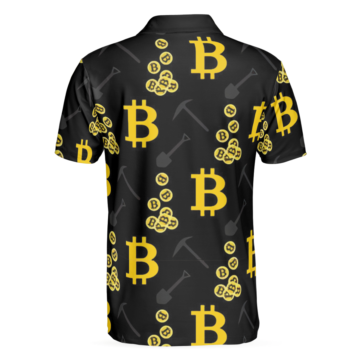 Men Polo Shirt - Bitcoin Seamless Pattern Cryptocurrency Polo Shirt, Crypto Mining Polo Shirt, Best Bitcoin Shirt For Men