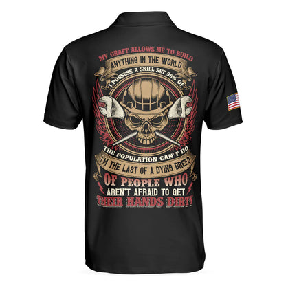 Men Ironworker Polo Shirt - Skull Ironworker Polo Shirt, Ironworker My Craft Allows Me To Build Anything Shirt For Men, Cool Gift For Ironworker Lovers