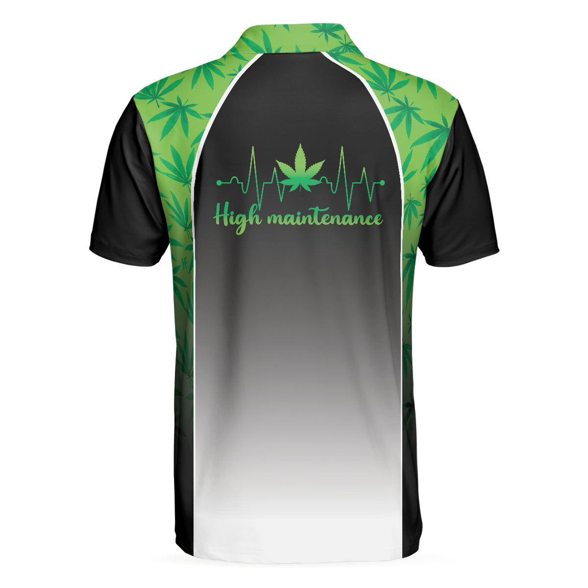 Men Polo Shirt - High Maintenance Weed Men Polo Shirt, Green Weed Polo Shirt, Black Tie Dye Weed Pattern Polo Shirt For Men