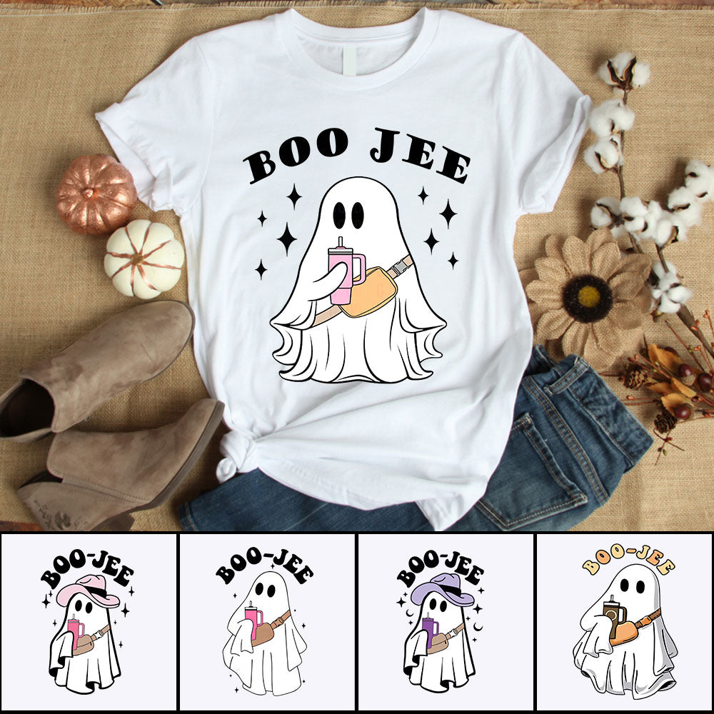 Custom Halloween Ghost Personalized Shirt - Boo Jee Spooky Fall Coffee Cup Autumn Season Shirt