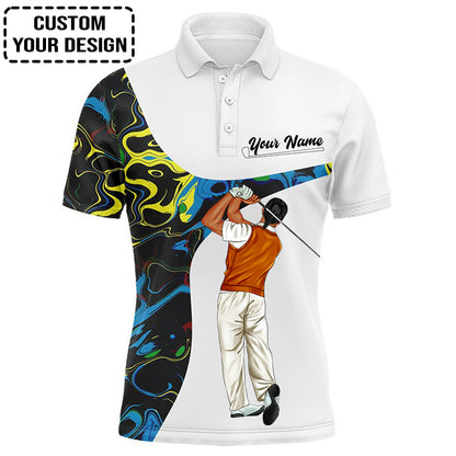 Golf Custom Polo Shirt, Camo White Golf Personalized Golf Polo Shirt