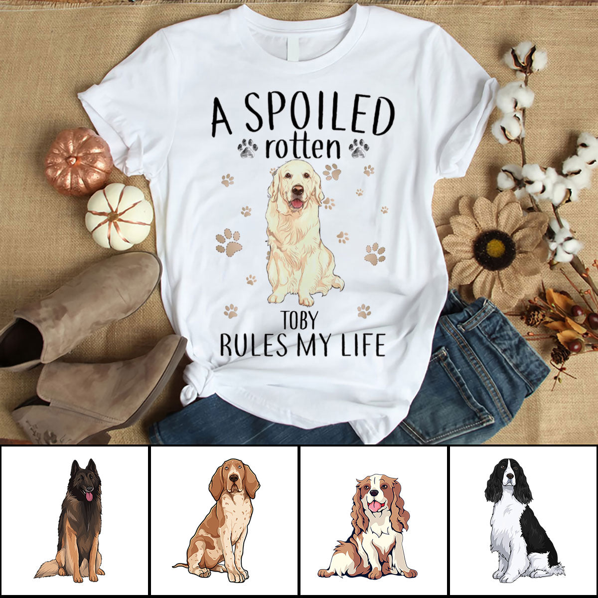 Custom Pet Dog Unisex T Shirt - Customize Name & Photo A Spoiled Rotten Rules My Life Personalized Unisex T Shirt - Gift For Dog Lovers, Friend, Family