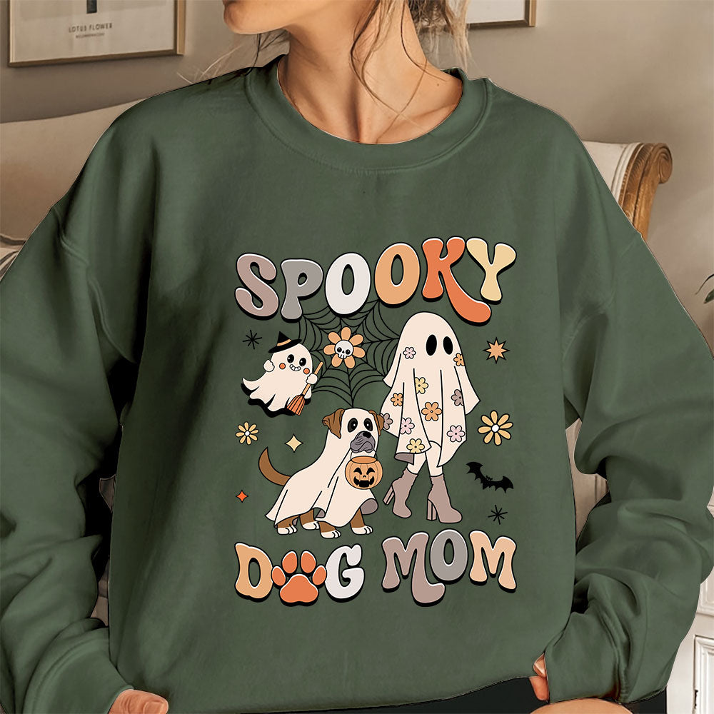 Spooky Dog Mom Boxer Sweatshirt, Ghost Boxer Shirt, Boxer Halloween Sweatshirt, Halloween Dog Shirt